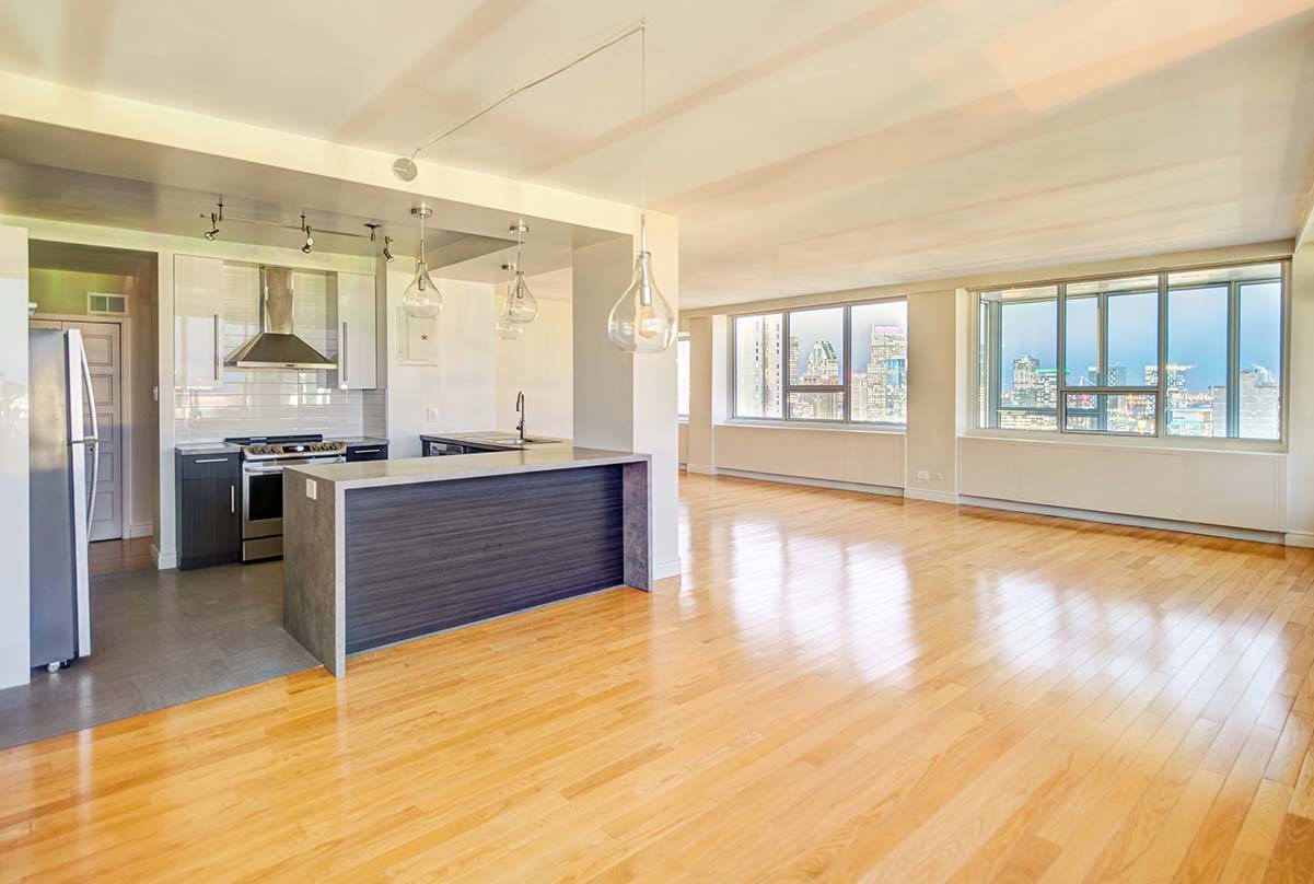 Living room and kitchen penthouse